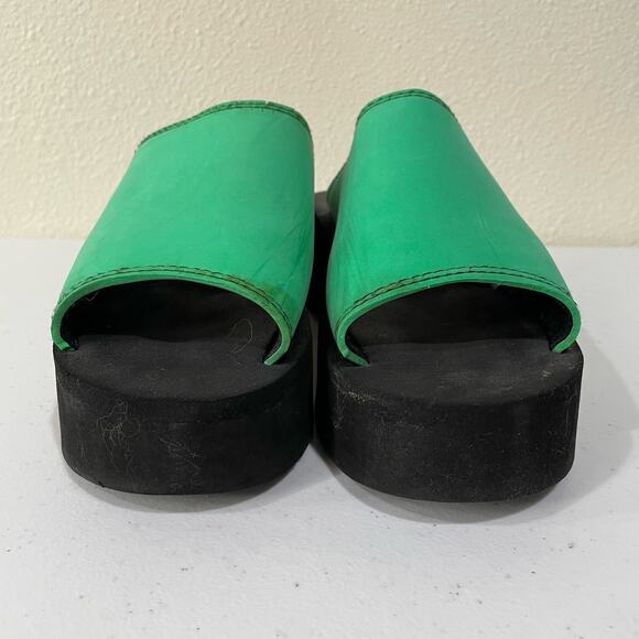 Vintage 90s Y2k Classified Green Black Foam Chunky Platform Slide Sandals 8 - Picture 3 of 8
